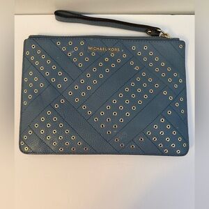 Michael Kors Blue Leather Studded XL Wristlet
